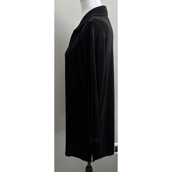 TRAVELSMITH Womens Open Front Black Liquid Knit Jacket Long Cardigan Size Large - Picture 3 of 6